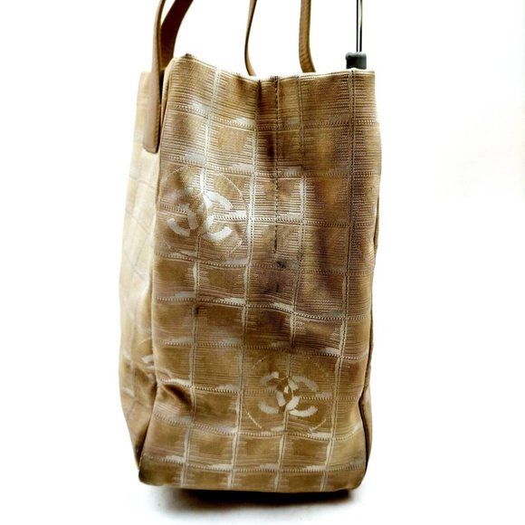 Chanel travel line Beige tan airplane  carry on hand bag purse jacquard - Picture 3 of 9